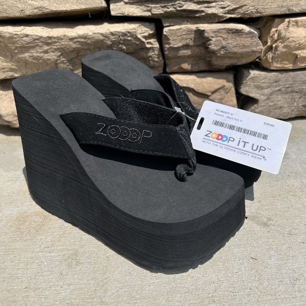 Platform Wedge Flip Flop - Black